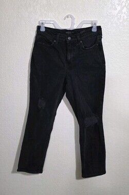 Banana Republic Womens Jeans Black Size 26 High Rise Straight Distressed Denim